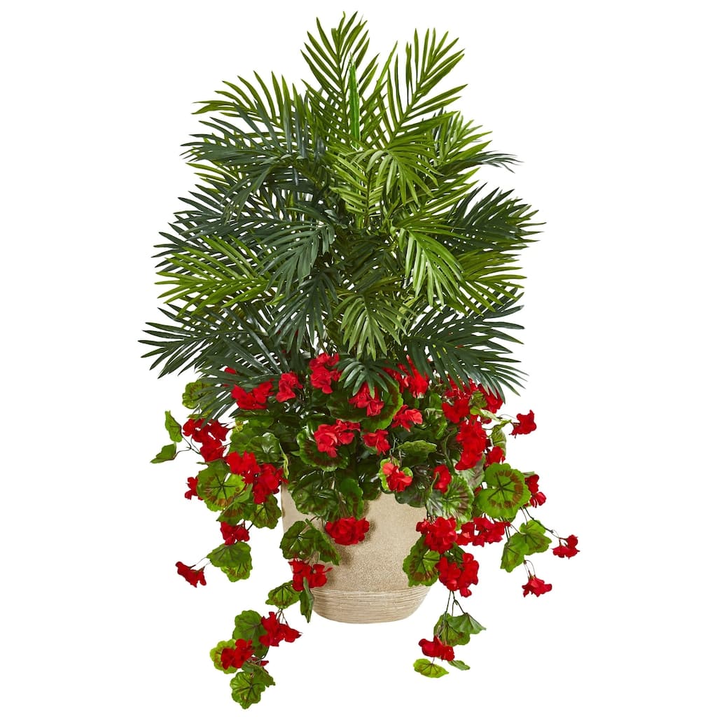 3.5' Geranium & Areca Palm Artificial Plant