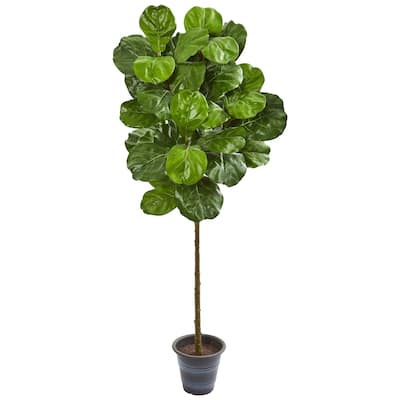 Nearly Natural 5-foot Fiddle Leaf Artificial Tree with Decorative Planter