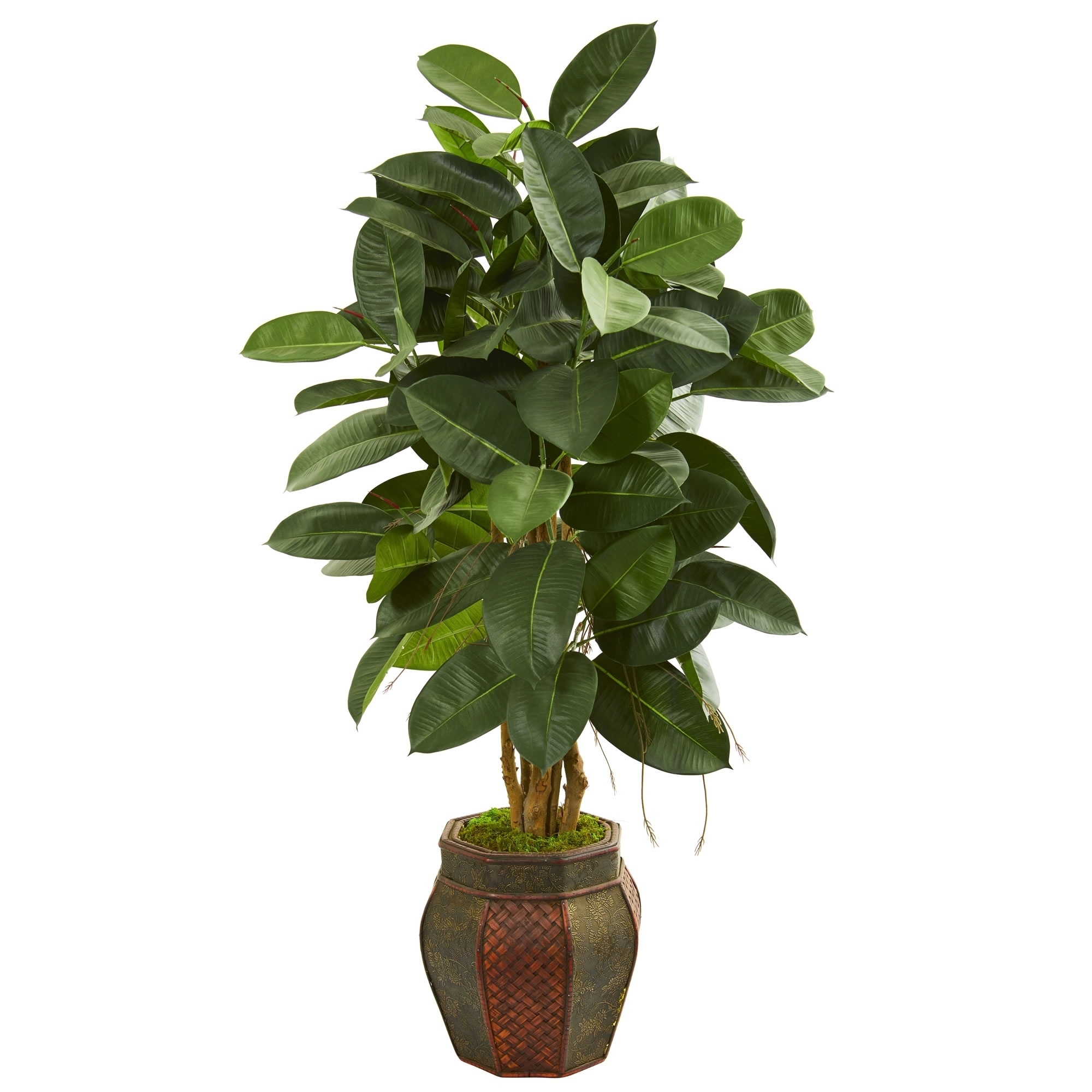 5.5' Fiddle Leaf Artificial Tree in White Tower Planter Bed Bath