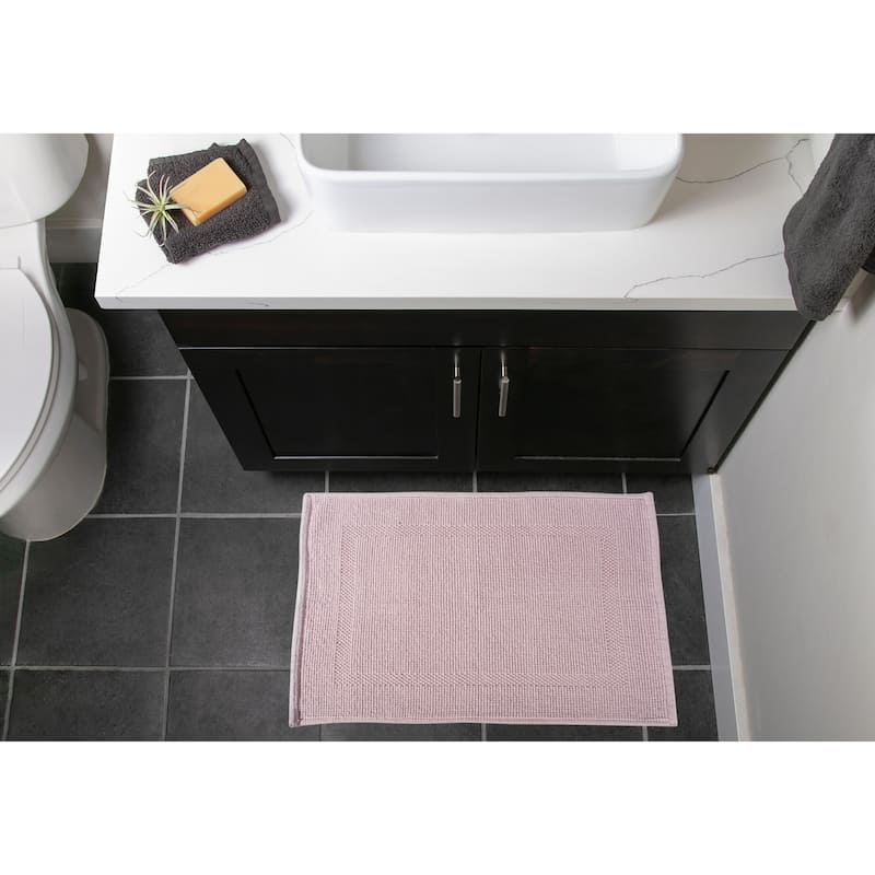 DII Soft and Absorbent Jacquard Bordered Bath Mat