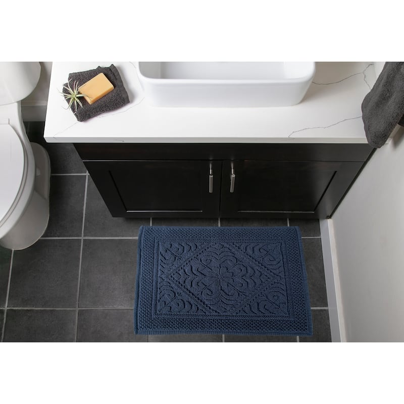 DII Soft and Absorbent Jacquard Bordered Bath Mat