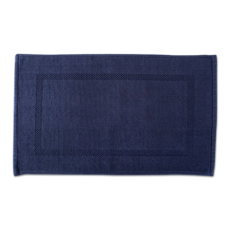 DII Soft and Absorbent Jacquard Bordered Bath Mat - Navy