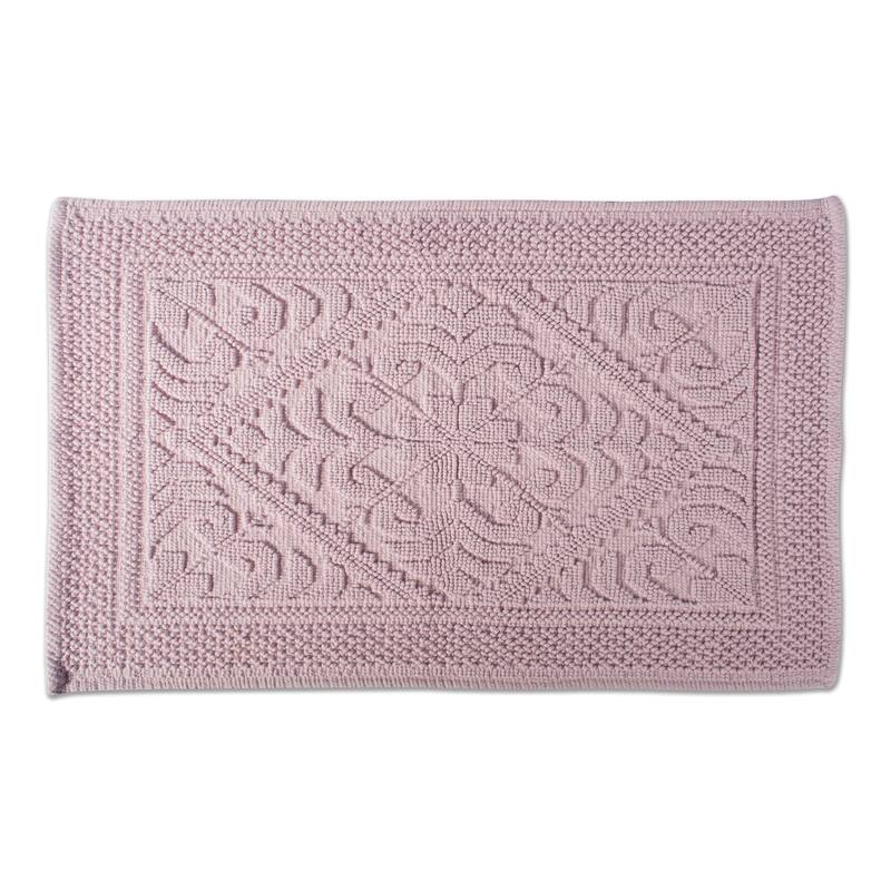 DII Soft and Absorbent Jacquard Bordered Bath Mat - Mauve Damask