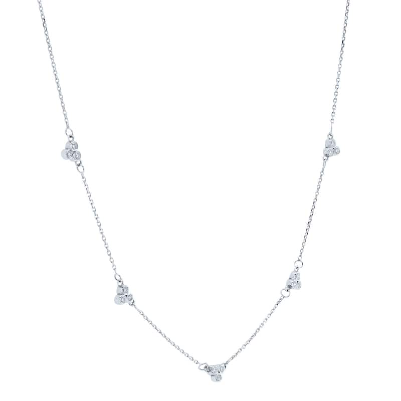 Annello by Kobelli 14k Gold 1/6 Carat TDW Triple Bezel Diamond Necklace, 18 or 16 Inch