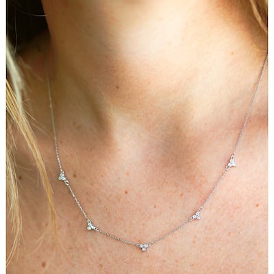 Annello by Kobelli 14k Gold 1/6 Carat TDW Triple Bezel Diamond Necklace, 18 or 16 Inch