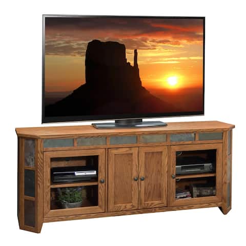 Copper Grove Creusot Golden Oak 72-inch Angled TV Cart