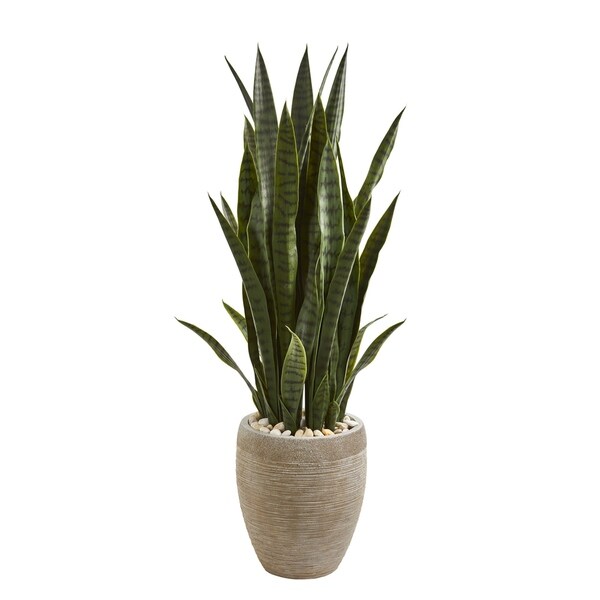 Shop Nearly Natural Sansevieria Green 3.5-foot Artificial ...