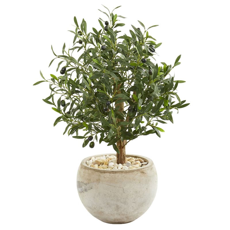 31" Olive Artificial Tree in Bowl Planter