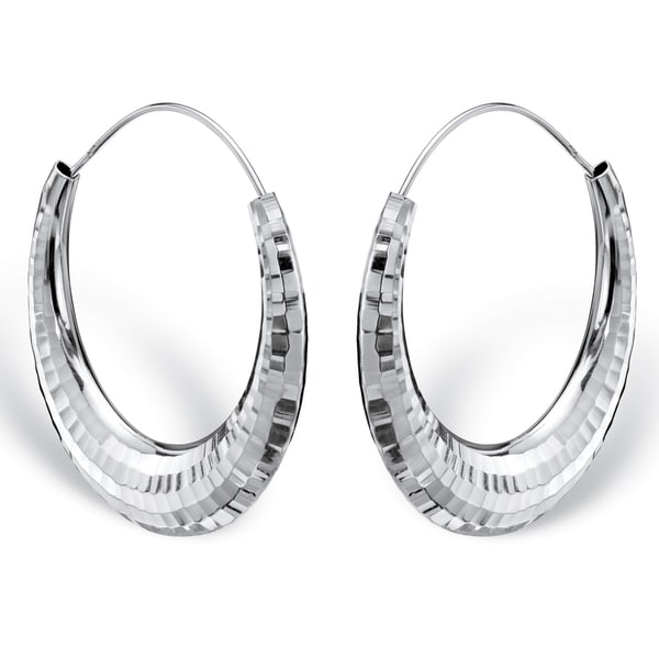 Sterling Silver Hammered Hoop Earrings 47mm On Free Sterling Silver Hammered Hoop Earrings 47mm