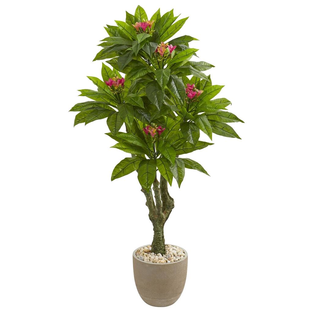 5' Plumeria Artificial Tree in Decorative Planter UV Resistant (Indoor/Outdoor)