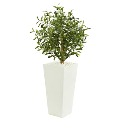 3.5' Olive Artificial Tree in White Planter