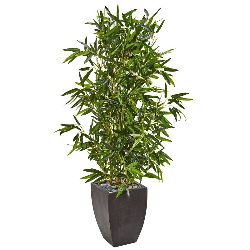 5' Bamboo Artificial Tree in Black Planter (Real Touch) UV Resistant (Indoor/Outdoor)