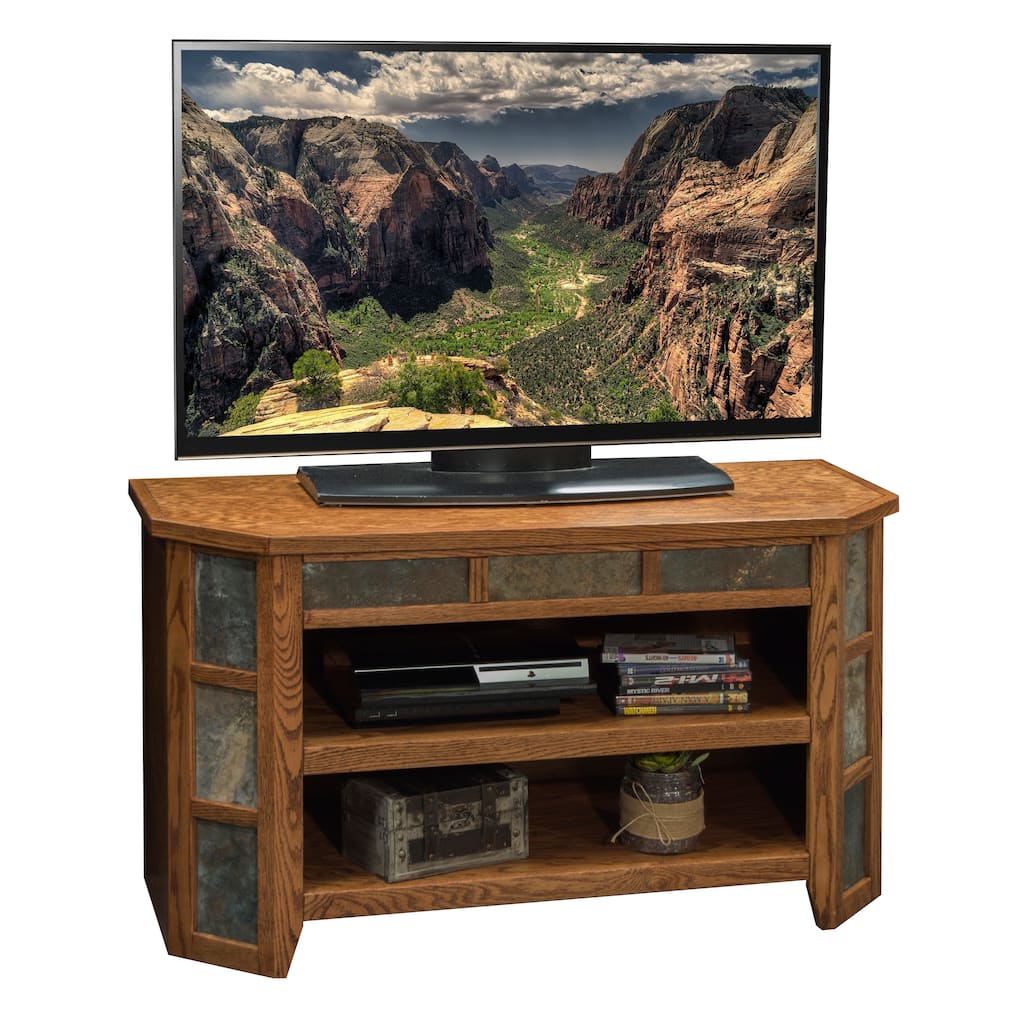 Copper Grove Creusot Golden Oak 42-inch Angled TV Cart