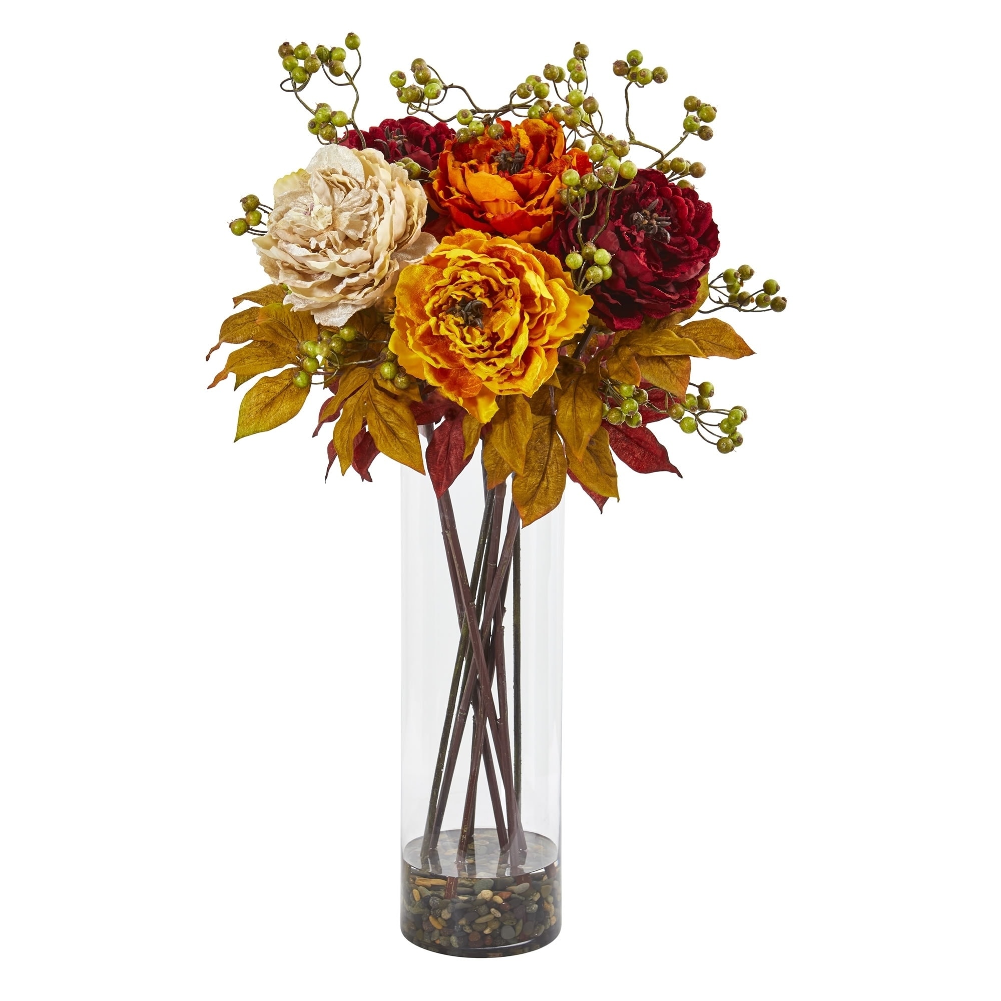 big vase with artificial flowers