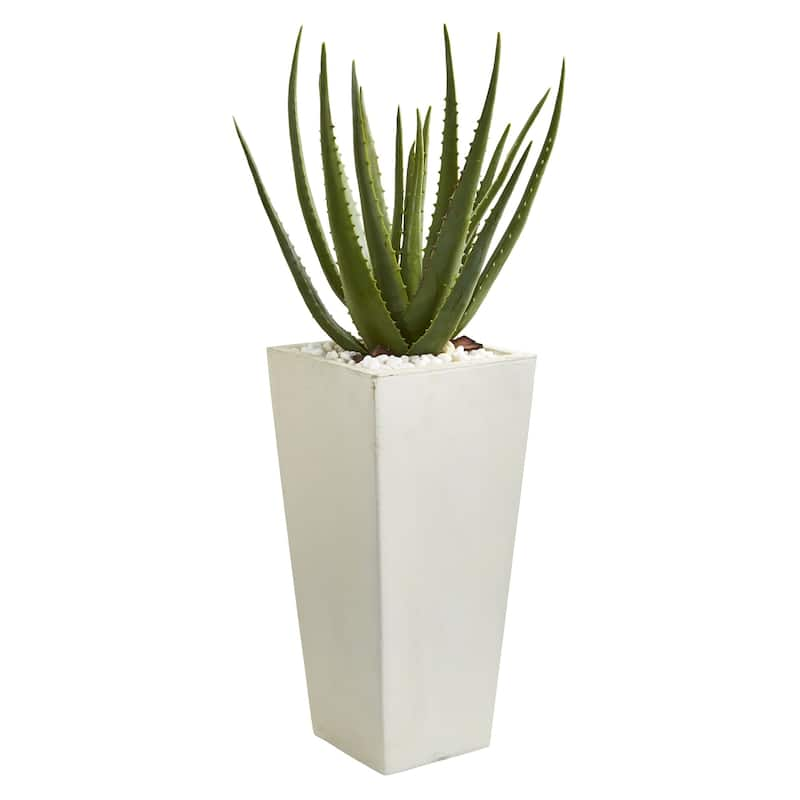 29" Aloe Artificial Plant in White Planter