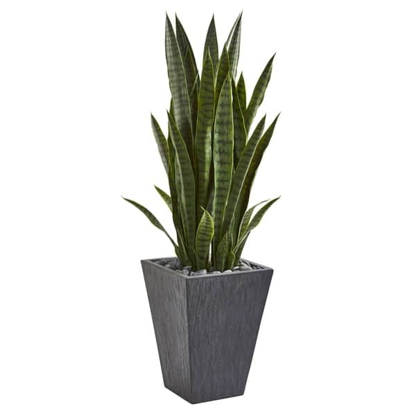 Faux Artificial Snake Plant In Pot Green