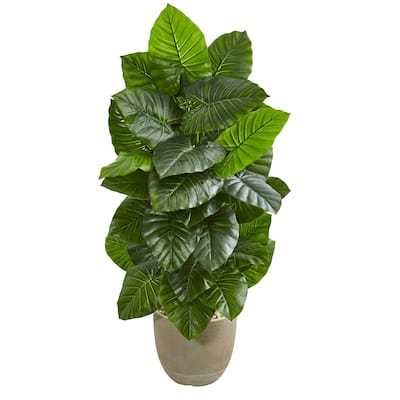 53" Taro Artificial Plant in Sand Stone Planter