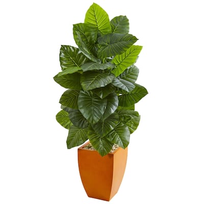 5' Taro Artificial Plant in Orange Planter