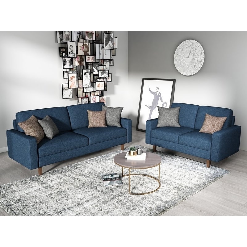 Goss 2-piece Modern Living Room Set - Dark blue