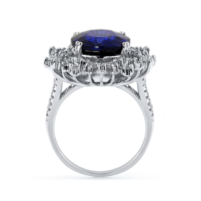 Auriya 18k Gold 8 3/4ct Blue Sapphire and 9/10ctw Halo Diamond Engagement Ring