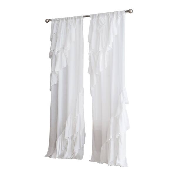 Shop Peach Oak Astrea Ruffle White Rod Pocket Single Curtain
