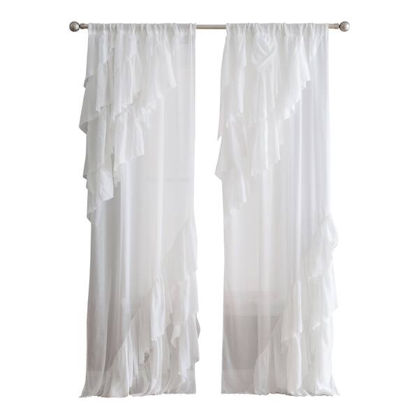 Shop Peach Oak Astrea Ruffle White Rod Pocket Single Curtain
