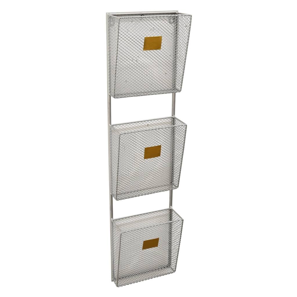 Metal Wall Storage Rack 3 Tier Finished in Silver - 8 X 3.75 X 32