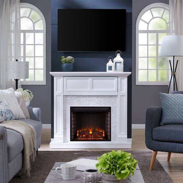 Shop Silver Orchid Rehni Tiled Media Electric Fireplace Console