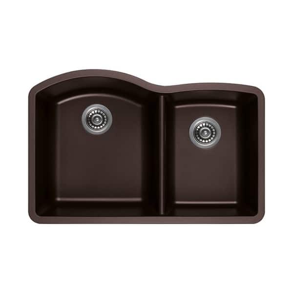 Titan Farmhouse Granite Composite Kitchen Sink 33 in. 55/45 Double Bowl Kitchen Sink in White with Strainer Titan Farmhouse Granite Composite Kitchen Sink 33 in. 55/45 Double Bowl Kitchen Sink in White with Strainer