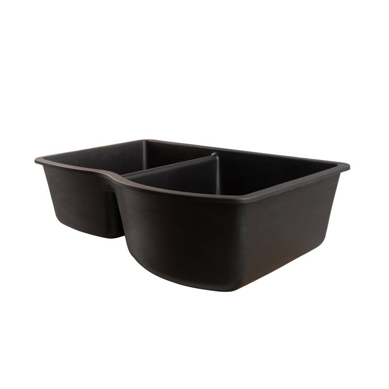 Titan Quartz Undermount 32 in. 55/45 Double Bowl Kitchen Sink with Strainer