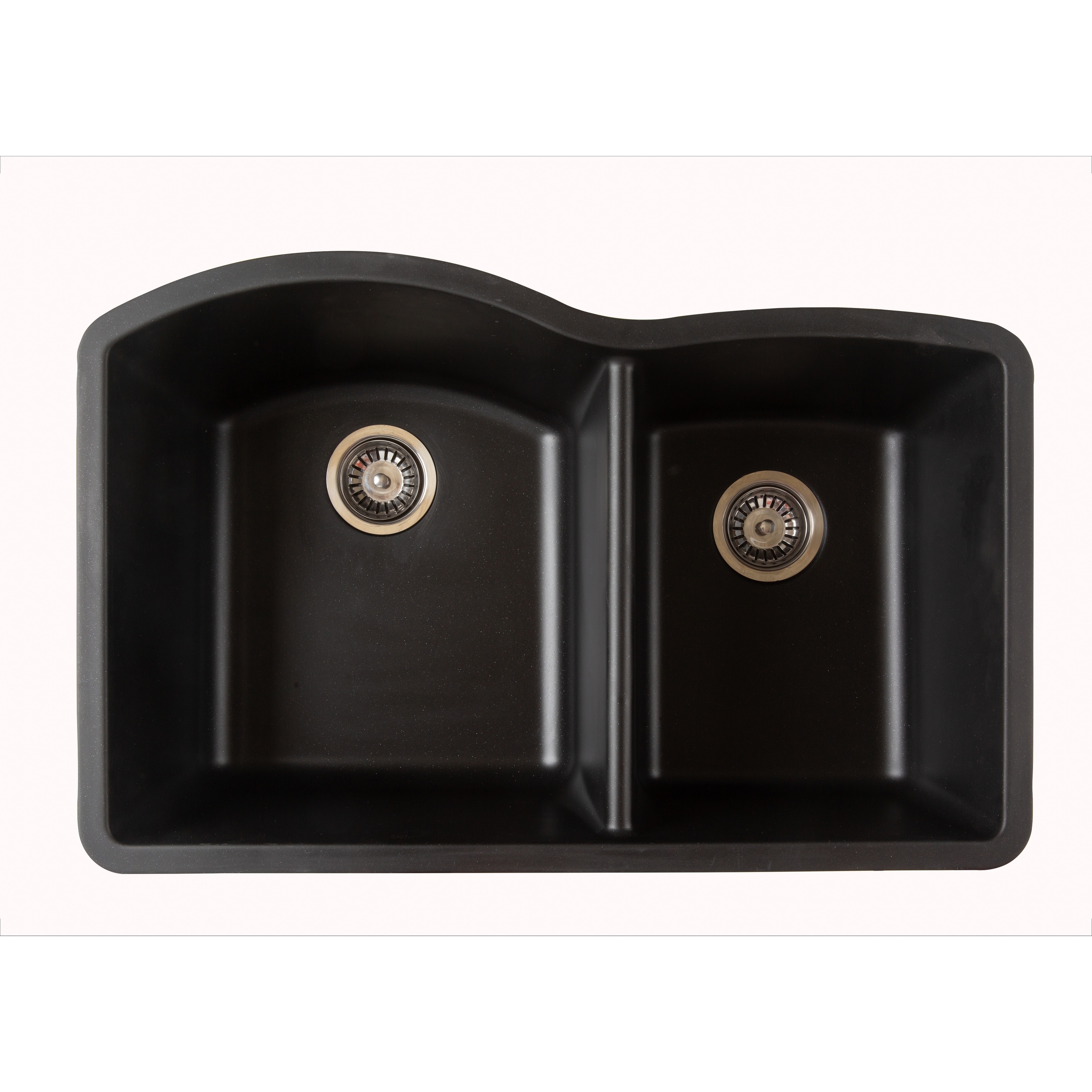 Titan Quartz Undermount 32 in. 55/45 Double Bowl Kitchen Sink with Strainer