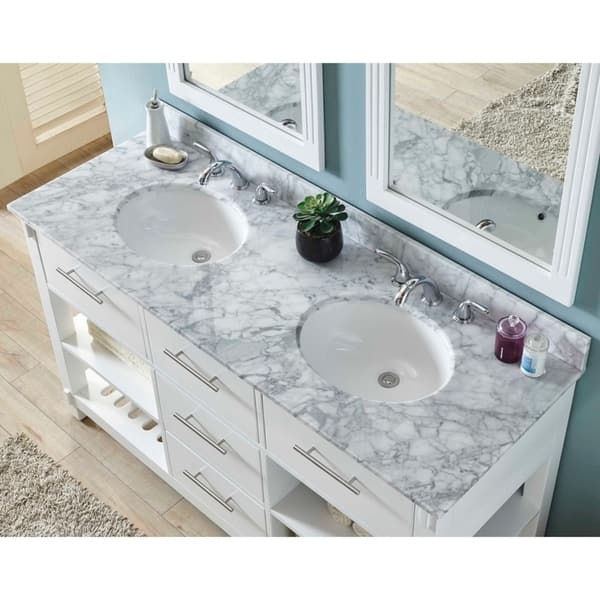Infurniture White Wood 60 Inch Double Sink Bathroom Vanity 60 Inch Double Sink Bathroom Vanity