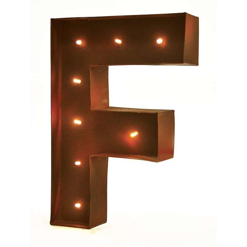 Rustic Vintage 11" Decorative LED Light Glow Letters - F