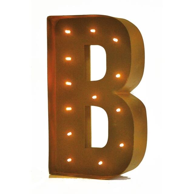 Rustic Vintage 11" Decorative LED Light Glow Letters - B