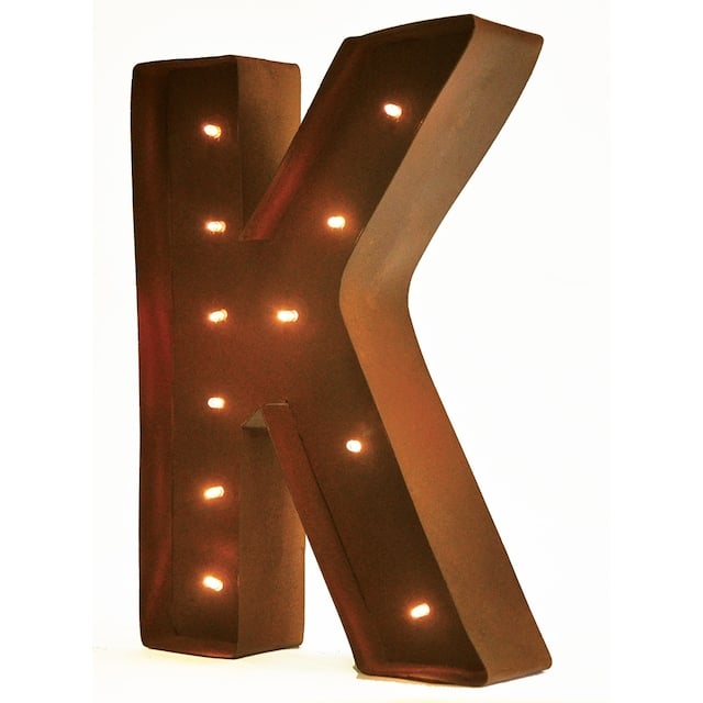 Rustic Vintage 11" Decorative LED Light Glow Letters - K