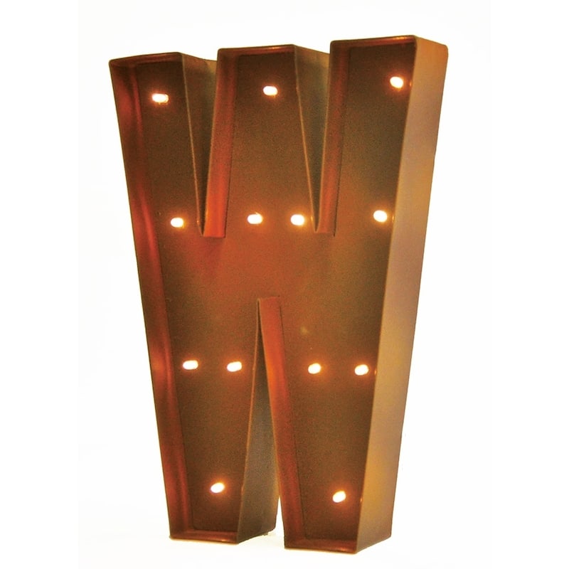 Rustic Vintage 11" Decorative LED Light Glow Letters - W
