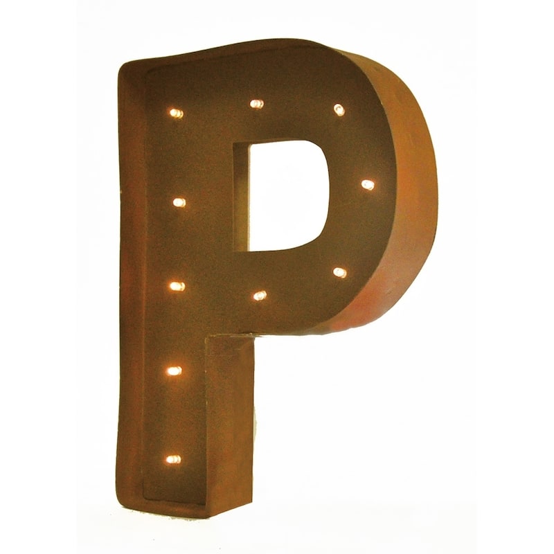 Rustic Vintage 11" Decorative LED Light Glow Letters - P