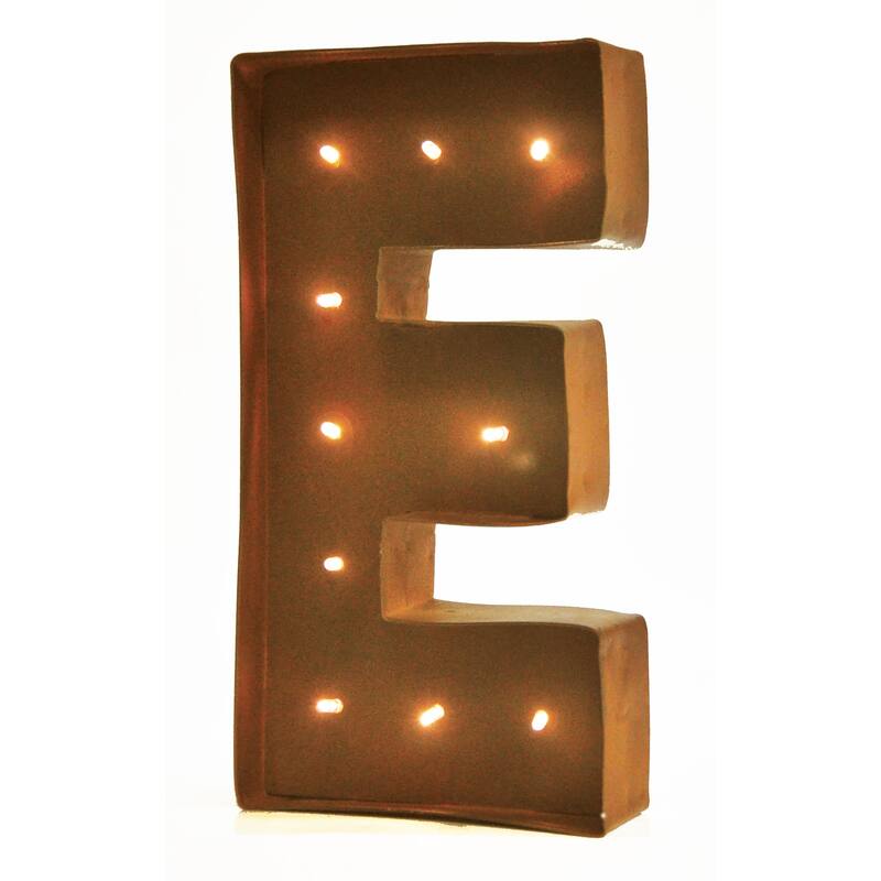 Rustic Vintage 11" Decorative LED Light Glow Letters - E