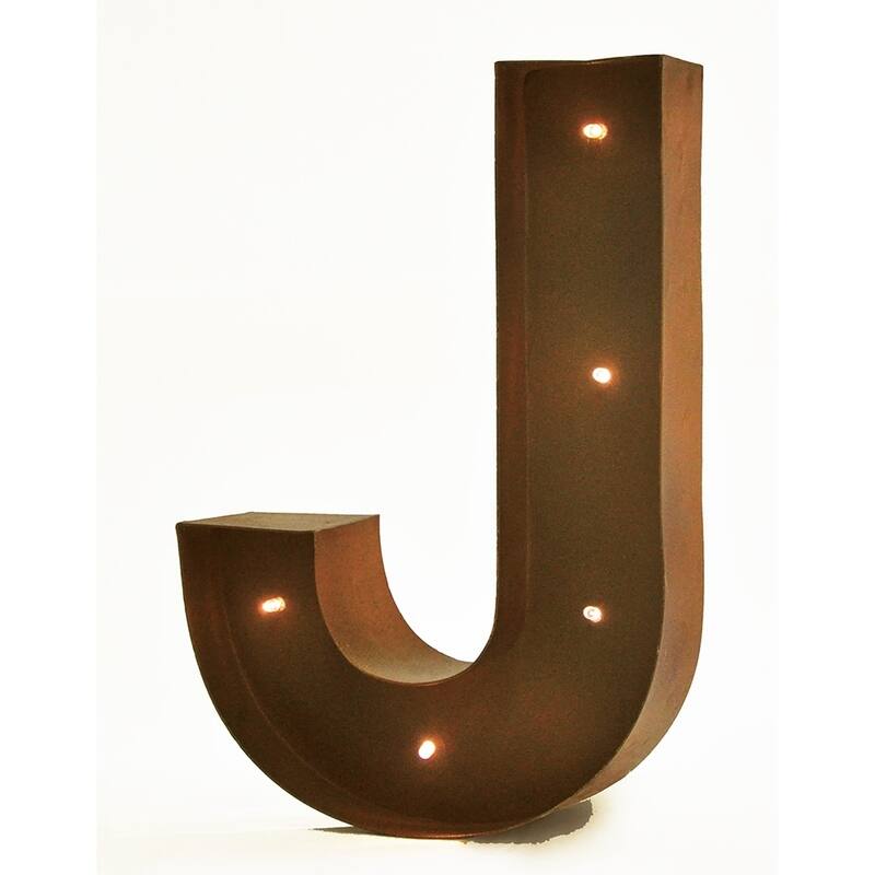 Rustic Vintage 11" Decorative LED Light Glow Letters - J