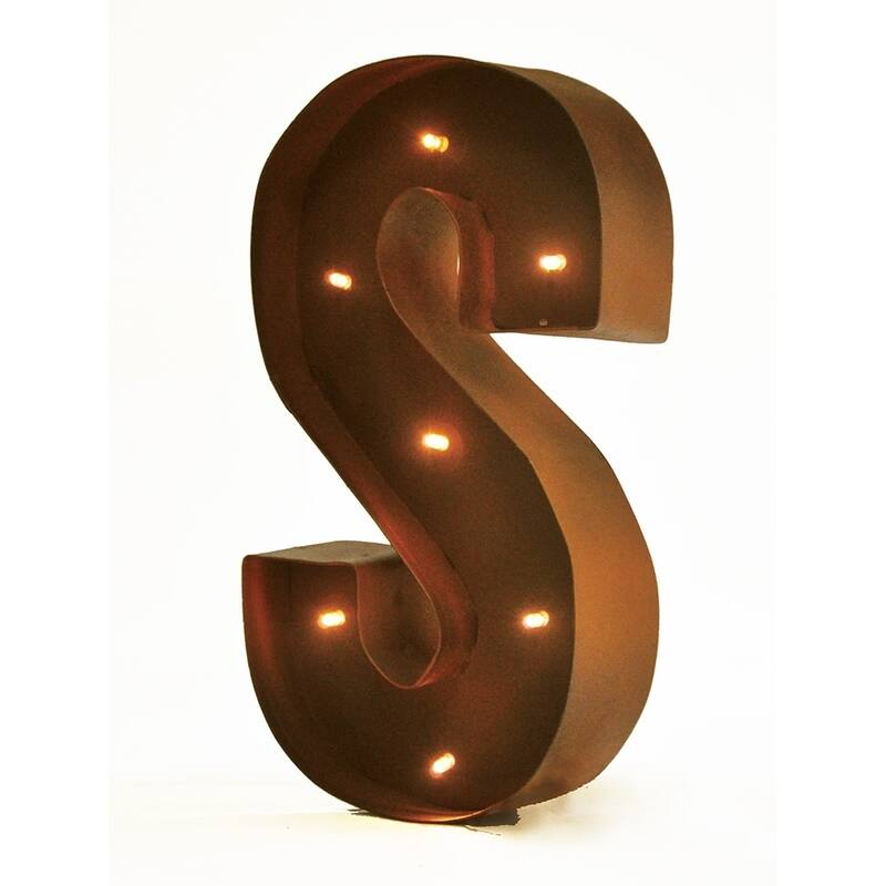 Rustic Vintage 11" Decorative LED Light Glow Letters - S