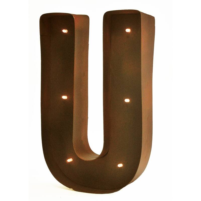 Rustic Vintage 11" Decorative LED Light Glow Letters - U