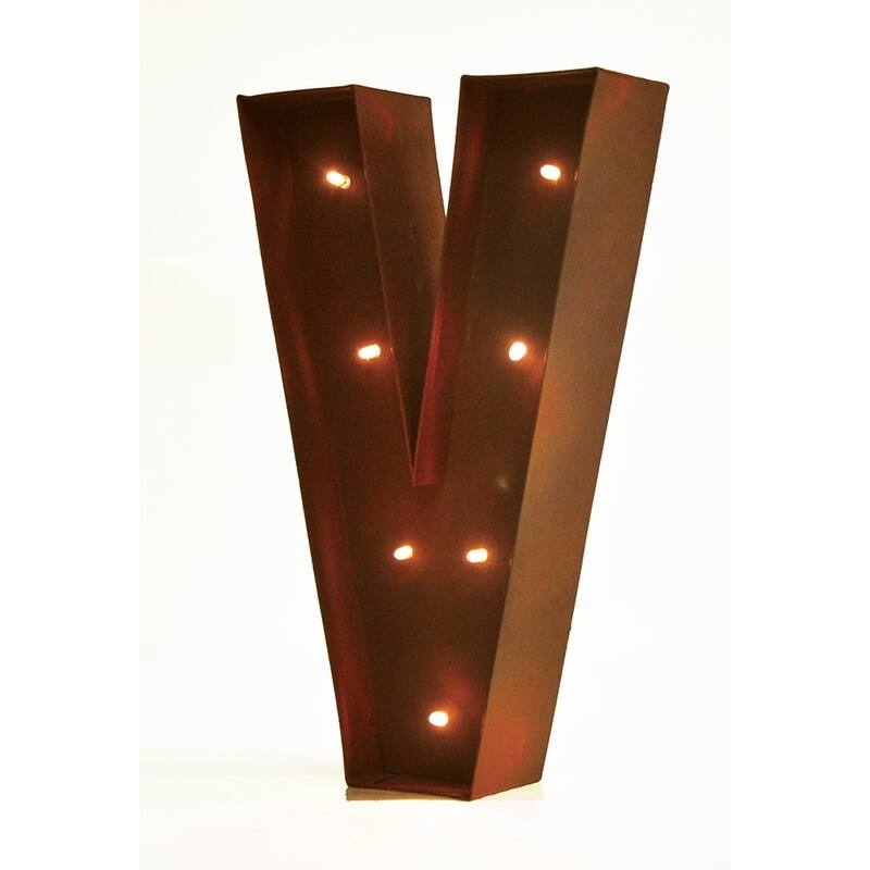 Rustic Vintage 11" Decorative LED Light Glow Letters - V