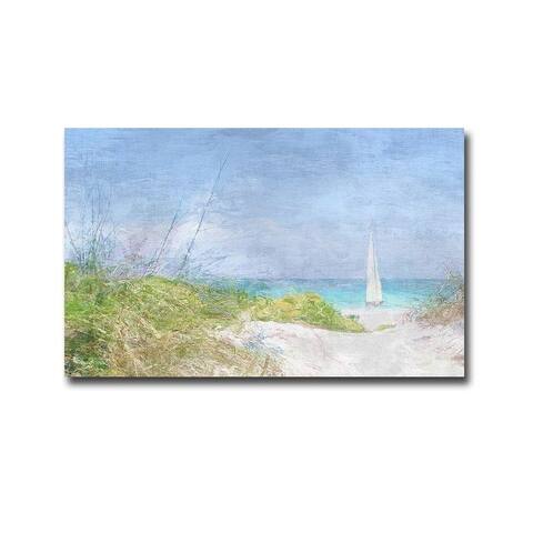 Solitary Yacht by Noah Bay Gallery Wrapped Canvas Giclee Art (20 in x 32 in, Ready to Hang)