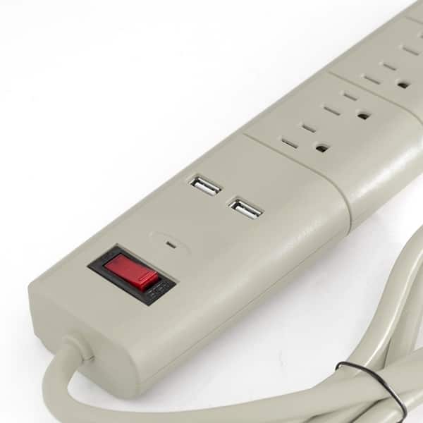 Cable Matters 2-Pack 6 Outlet Surge Protector Power Strip with USB Charging  Ports, 300 Joules with 8 Foot Power Cord in White 