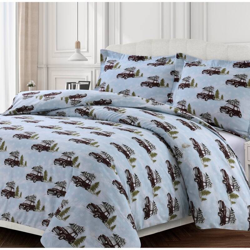 Winter Outing 170-GSM Cotton Flannel Printed Oversized Duvet Set