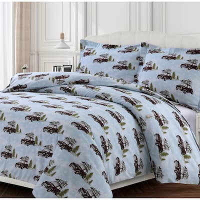 Winter Outing 170-GSM Cotton Flannel Printed Oversized Duvet Set