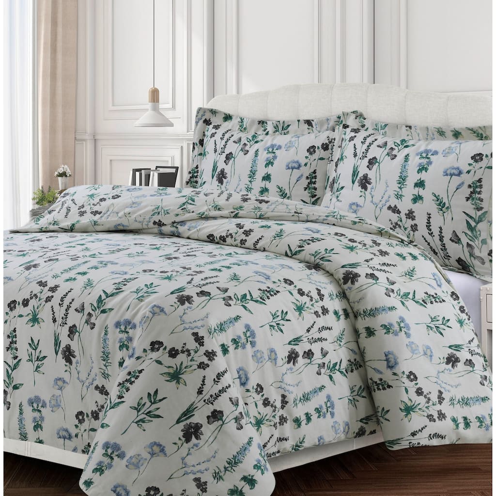 Fleur 170-GSM Cotton Flannel Printed Oversized Duvet Set