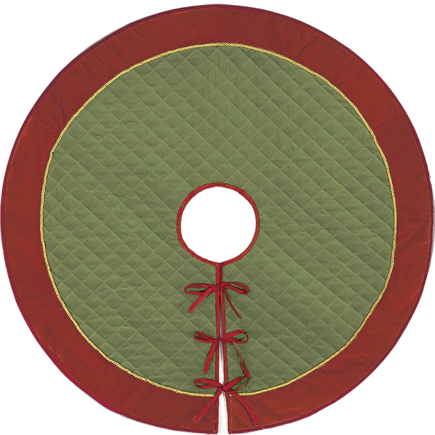 Green And Red Gold Cord Tree Skirt by Mistletoe and Co. - 52" Round