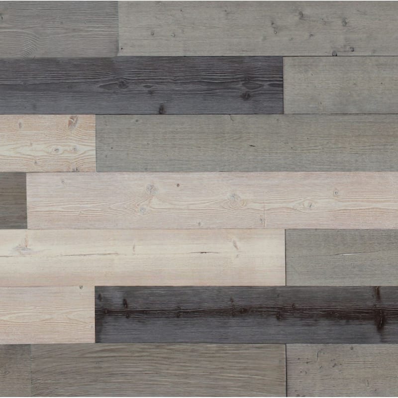 3D Reclaimed Rectangular DIY Peel and Stick Mixed Brown Wood Panels Plank Decor 10 Panels / 16sqft Per Box