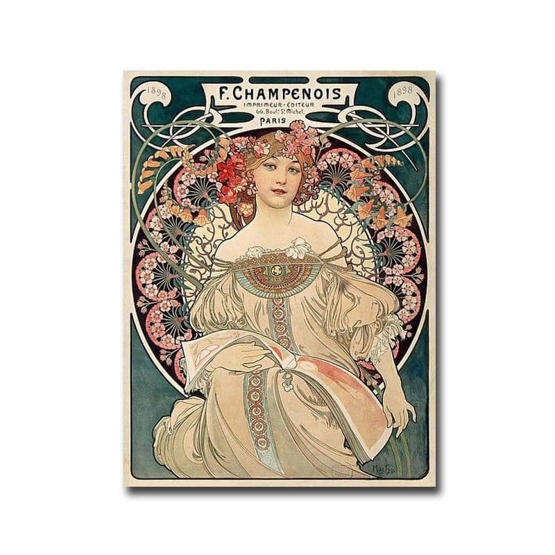 F. Champenois Imprimeur Editeur by Alphonse Mucha Gallery Wrapped Canvas Giclee Art (32 in x 24 in, Ready to Hang)